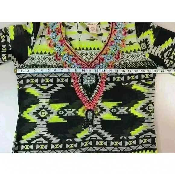 Lucky & Coco Medium Tunic Beach Wear Swim Cover Up Heavily Beaded Embellished - Picture 10 of 13